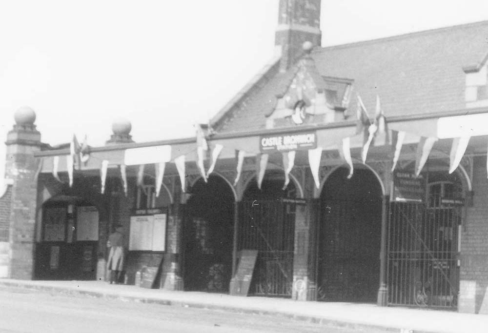 Close up showing the entrance to the station's booking office from which access to the platforms was via a footbridge