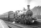 Ex-MR 1P 2-4-0 No 1 stands at the up platform on a Birmingham to Derby local train on 3rd June 1925