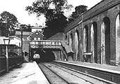 Looking towards Kings Norton from Church Road station's down platform with Church Road tunnel behind.