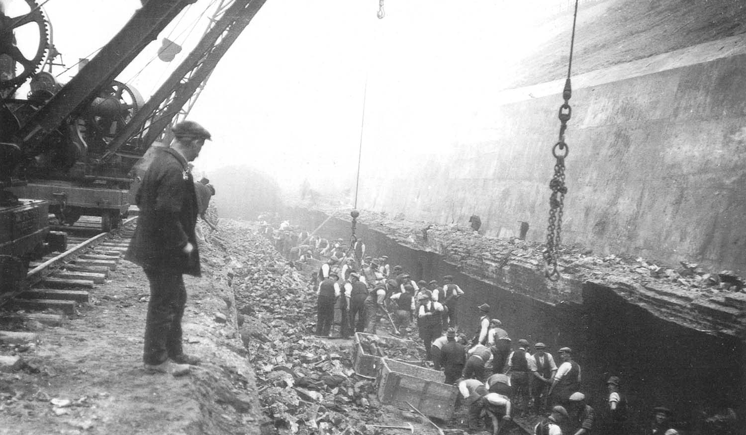 The demolition and widening of Cofton Tunnel can be seen to be in progressing well in April 1928