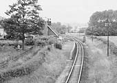 A view of the station looking towards Studley and Astwood Bank showing the curve of the line and the goods yard