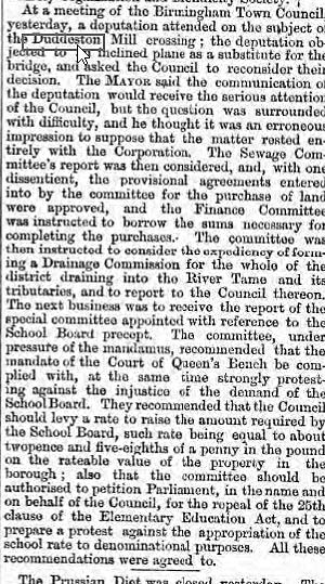 Report on a deputation to the Town Council objecting to the use of an inclined plane replacing the bridge
