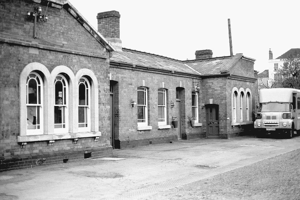 View of the platform elevation of the now closed Evesham Midland Station as seen on 11th August 1976