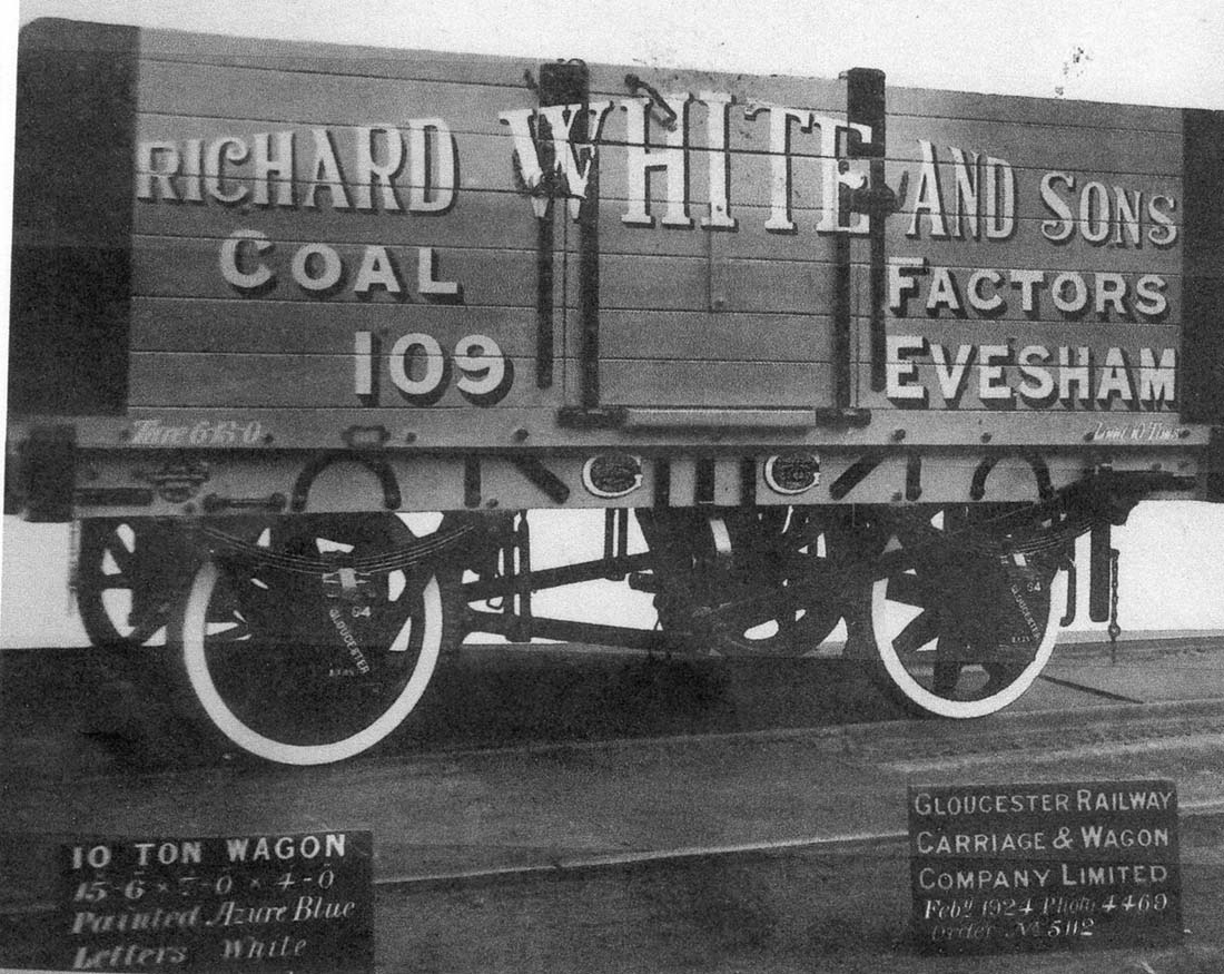 Richard White & Sons Coal Wagon No 109 built by the Gloucester RC&WCo in 1924 and painted Azure Blue with Whilte lettering