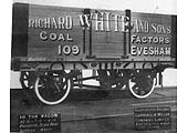 Richard White & Sons Coal Wagon No 109 built by the Gloucester RC&WCo in 1924 and painted Azure Blue with Whilte lettering