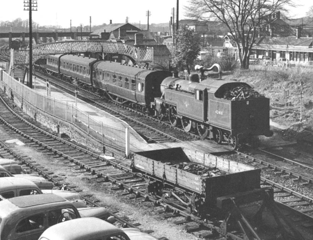 Ex-LMS 2-6-4T No 42416 is seen on the return working, the 4 30pm Ashchurch  to Redditch passenger train