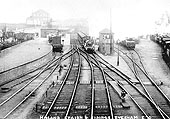 Looking towards Redditch with a local passenger train to Aschurch passing the old signal box