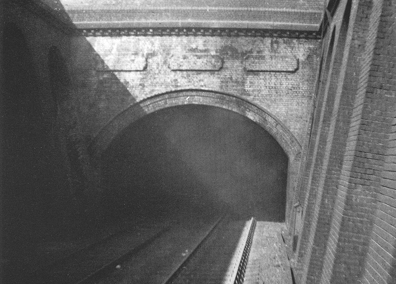 View of the entrance to Bath Row tunnel at Five Ways station looking towards New Street station