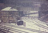 Another wintry view of the former Midland Railway Halesowen Junction Signal Box photographed during February 1972