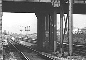 View of Olton's original station looking towards Birmingham from the Leamington end of the up platform with the replacement signal box