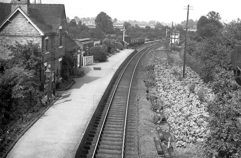 Looking towards north towards Redditch with the main station building and the goods yard on the left