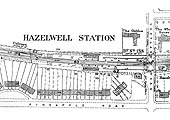 An undated 2 Chains Survey of Hazelwell Station showing its relationship to the goods yard which was the other side of Cartland Road