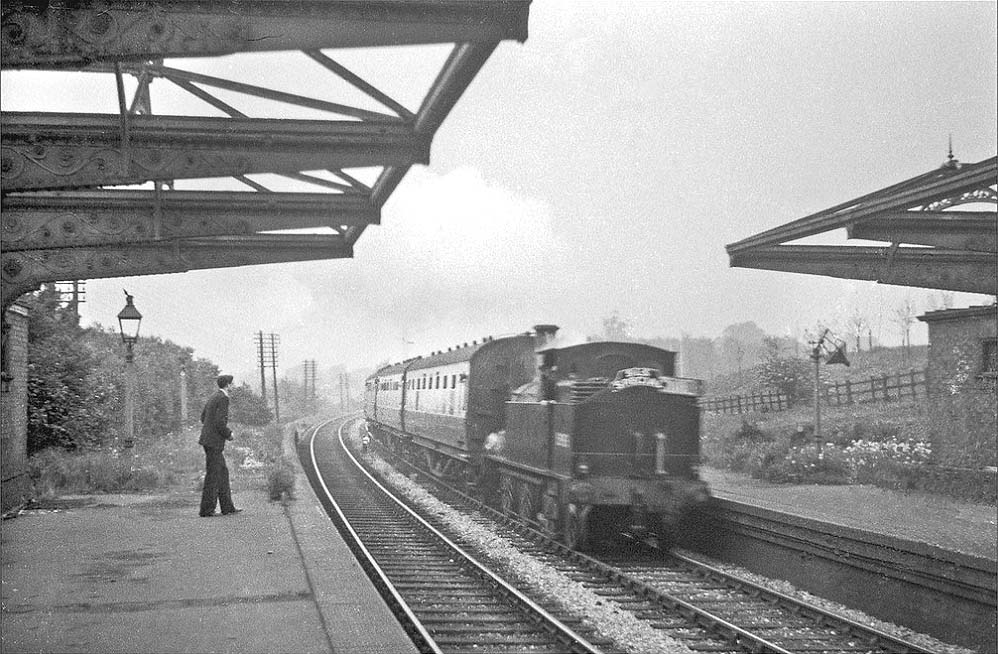Ex-LNWR 0-6-2T 'Coal Tank' is passing through Hazelwell bunker first on a SLS Special Rail Tour on 2nd June 1954