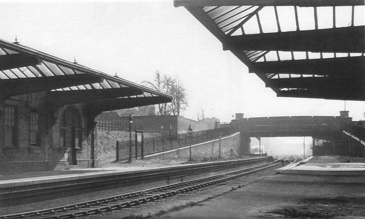 View from Hazelwell station's up platform looking towards the Cartland Road bridge and Kings Norton