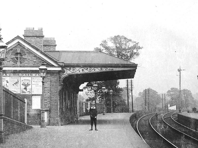 Close up view of the up platform's building on Hazewell station showing the detail of the structure