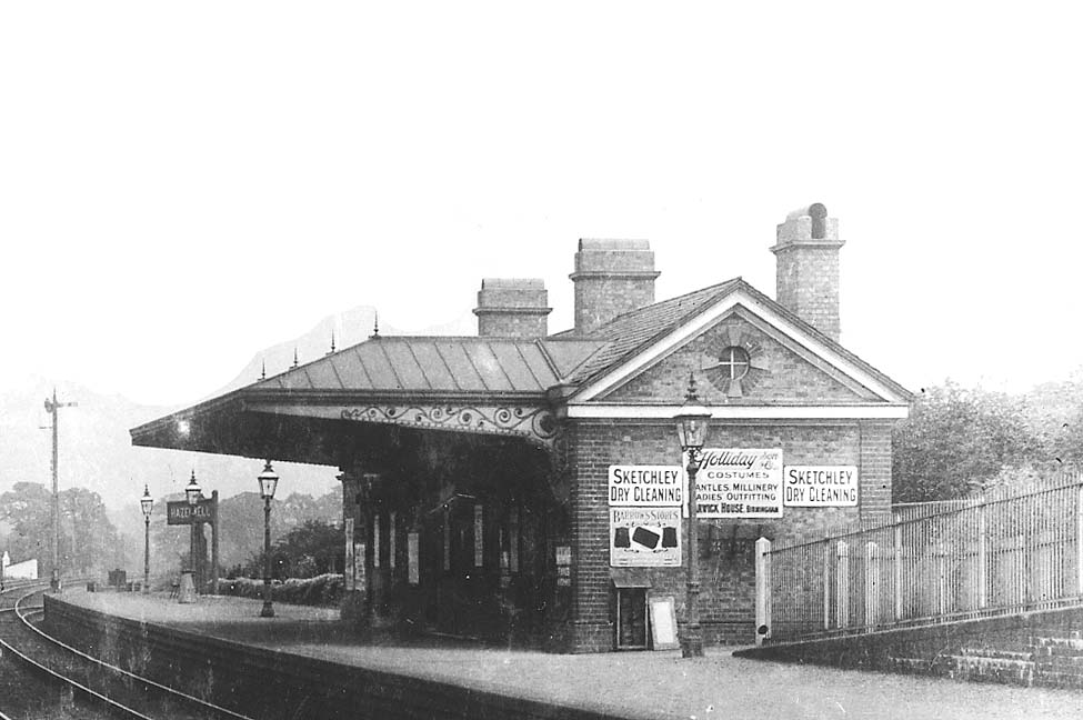 View of Hazelwell's down platform building showing the unusual cowlings fitted to all three chimnies