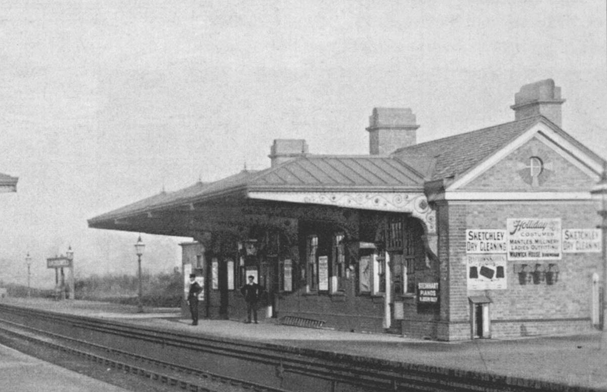 Close up showing the down platform's building which housed the passenger waiting rooms