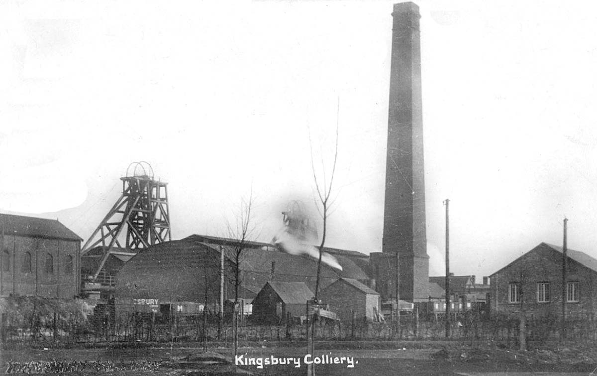 A general view of Kingsbury Colliery's two shafts and buildings with mainly Midland Railway wagons in evidence