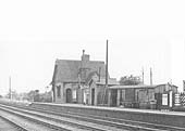 Kingsbury station's ramshackled up platform when viewed looking south towards Whitacre Junction in 1956