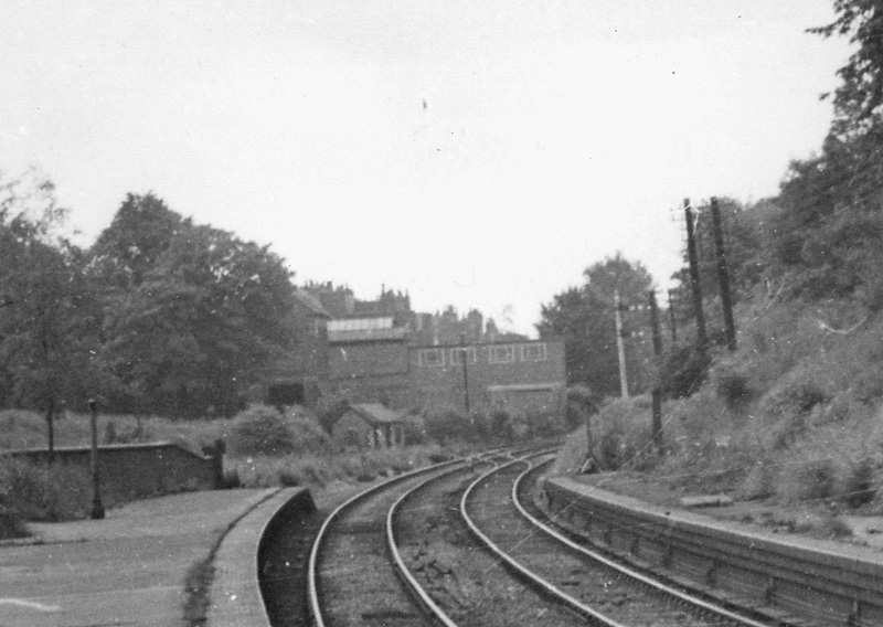 Close up showing the trailing crossover from the down to the up lines adjacent to the goods yard throat