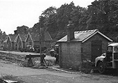 Close up showing the front of Kings Heath Station's original passenger building and the weigh bridge office