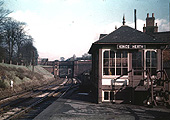 View showing Kings Heath Signal Box and the short siding located at the Camp Hill end of the down platform