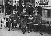 Kings Heath station staff pose for the camera outside the Station Master's office on the down platform circa 1912