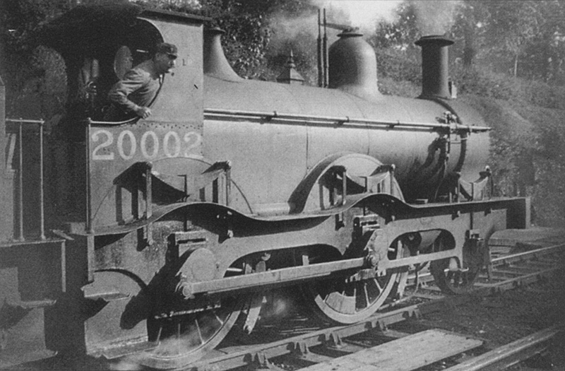 Ex-Midland Railway outside curved frame Kirtley 2-4-0 No 20002 is seen leaving Kings Heath for Camp Hill