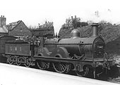 Ex-LMS 2-4-0 outside framed No 195 on a local passenger working to Evesham