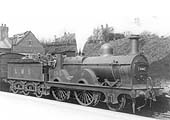 Ex-LMS 2-4-0 outside framed No 195 blows off as it readies to depart to Evesham on a local passenger working