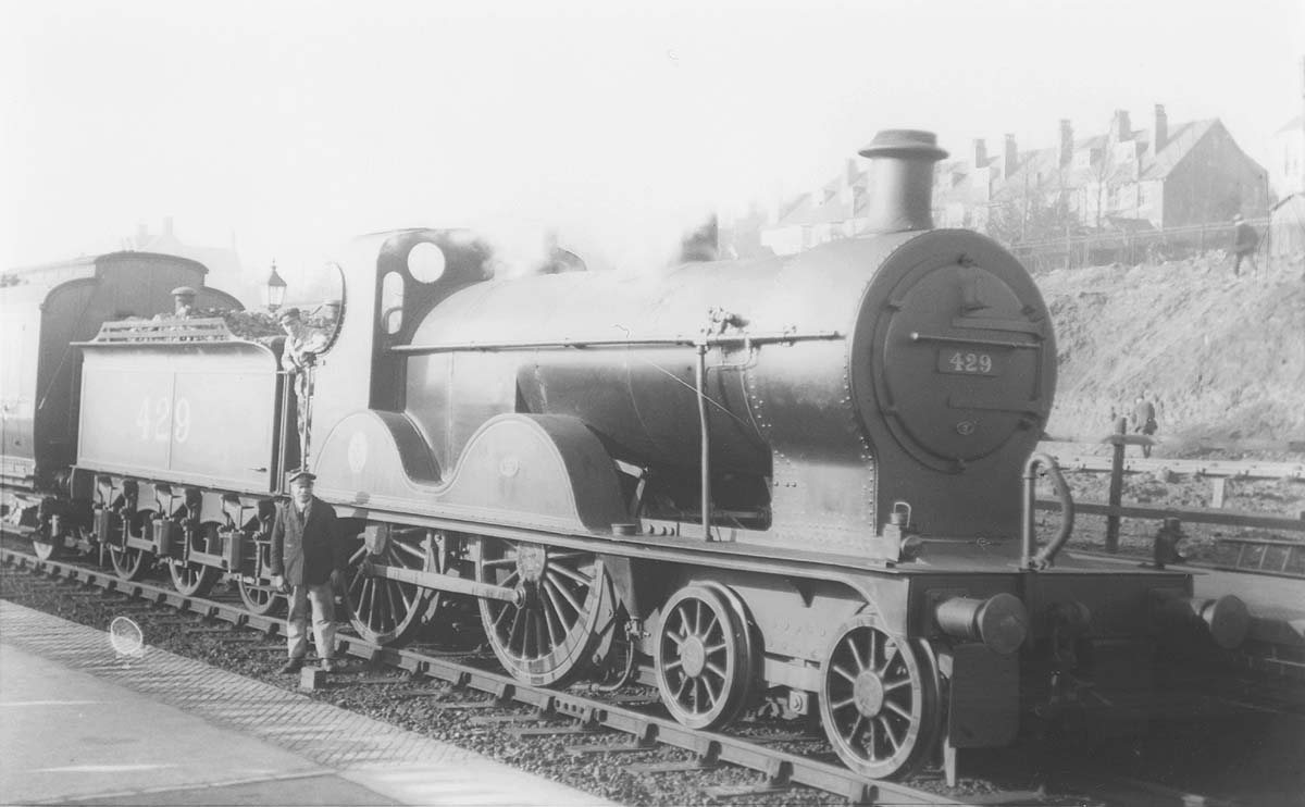 Ex-MR 2P 4-4-0 No 429 stands at Kings Norton station's original up platform during the rebuilding of the station