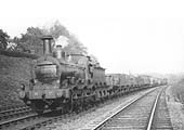MR 0-6-0 Kirtley No 2593 is seen hurrying along the fast line with a mixed freight train during the early 1920s