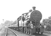 MR 4-4-0 No 346 is on five coach local passenger train having just passed a goods train standing in the refuge siding