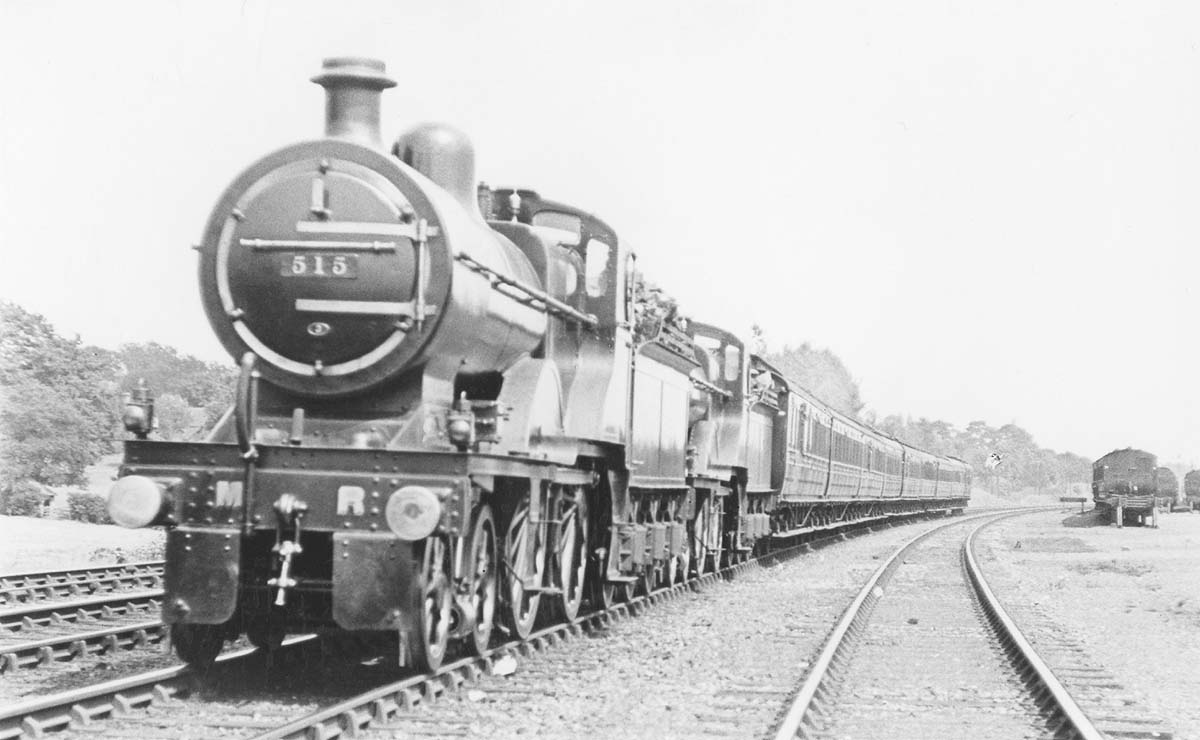 MR 4-4-0 2P No 515 doubleheads classmate MR 4-4-0 2P No 522 on a down express south of Kings Norton