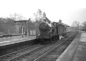 Ex-LMS 4F 0-6-0 No 44571 runs through Kings Norton Station with a Brake Van in tow on the way to the goods yard to pick up a goods working