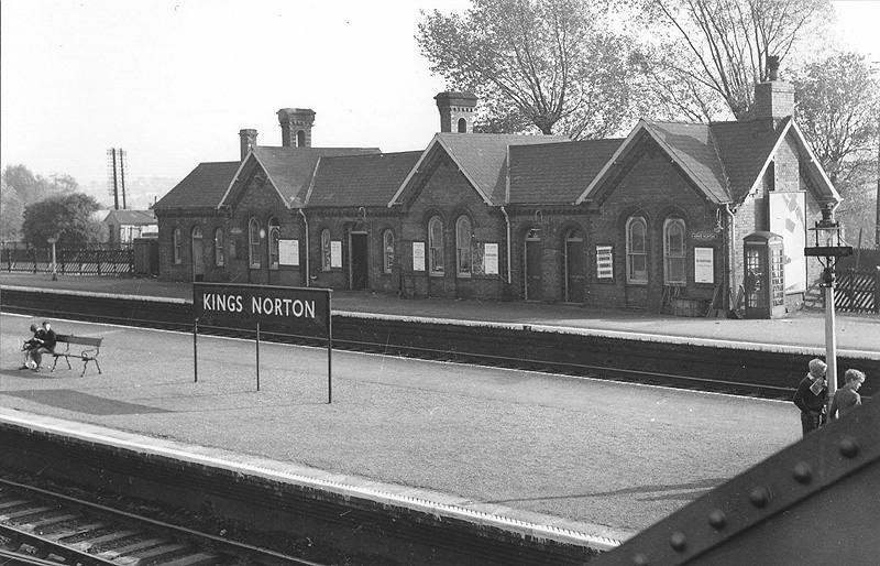 Looking across the island platforms towards the station buildings sited on the down Camp Hill platform