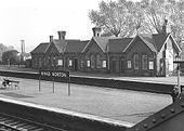 Looking across the island platforms towards the station buildings sited on the down Camp Hill platform