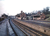 Looking towards Northfield with the goods yard and its signal box in the distance under Station Road bridge