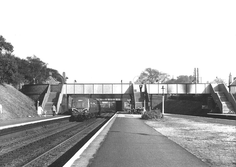 Looking towards Lifford with a two-car Metro-Cammell Diesel Multiple Unit standing at Platform 1 ready to depart for New Street station