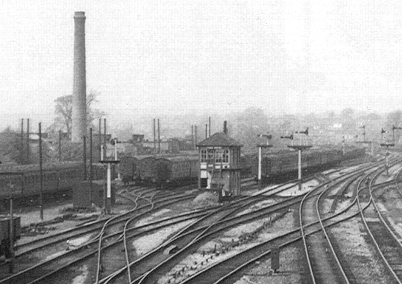 Close up showing Kings Norton's signal box located to the West of the station which controlled access to the sidings
