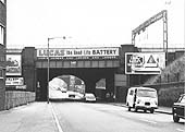 Looking along Curzon Street towards Lawley Street Viaduct with Curzon Street Viaduct behind on 5th October 1972