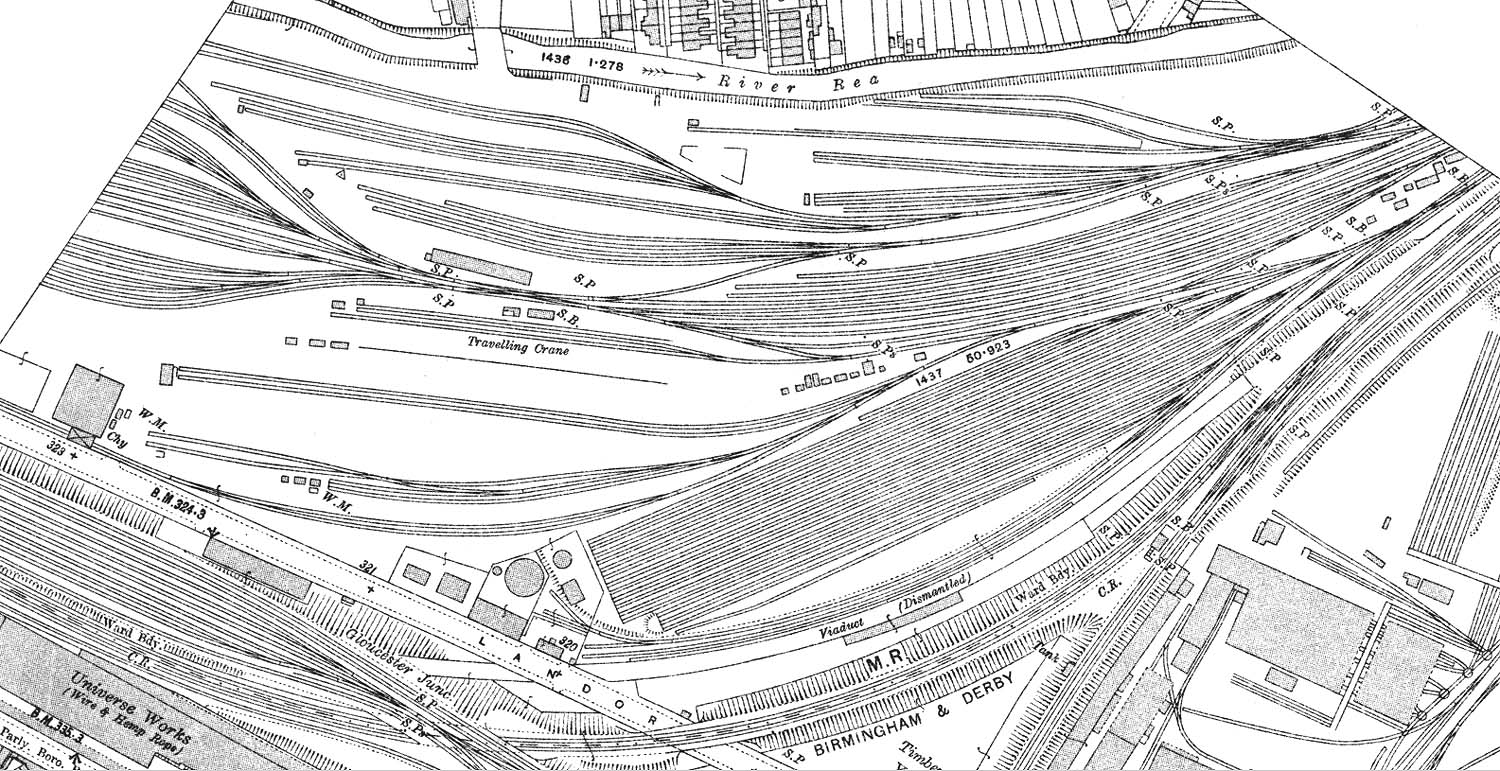 A 1913 Ordnance Survey Map showing Lawley Street Goods Station extensive sidings and reception roads