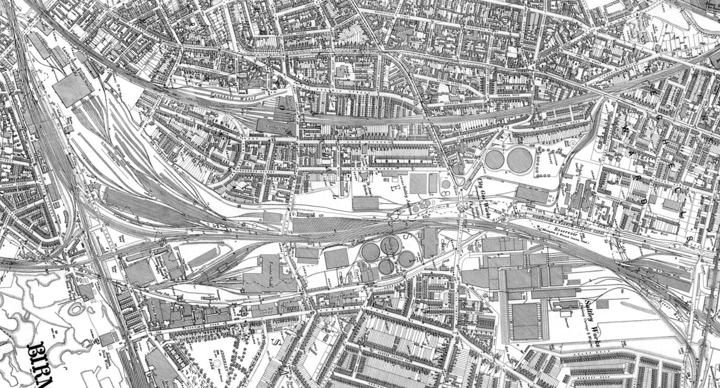 A 1913 Ordnance Survey Map showing all of Lawley Street Goods Station, Saltley Shed, Saltley Gas Works and Saltley Works, the later for building railway carriages and wagon