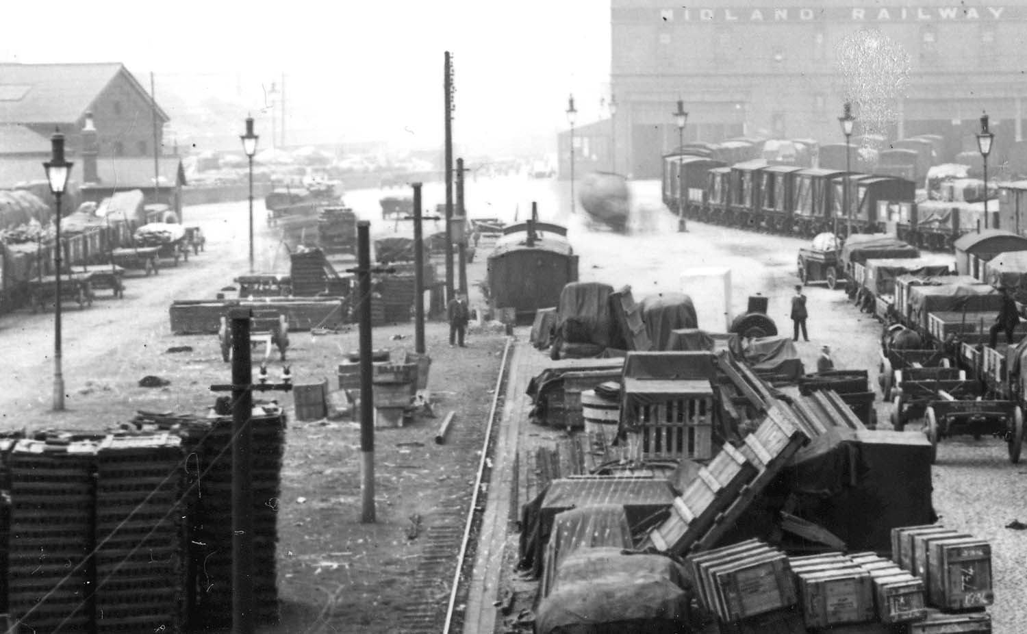 Close up showing the corner of Lawley Street's shed and one of the cobbled driveways into the depot which was lit by gas lighting