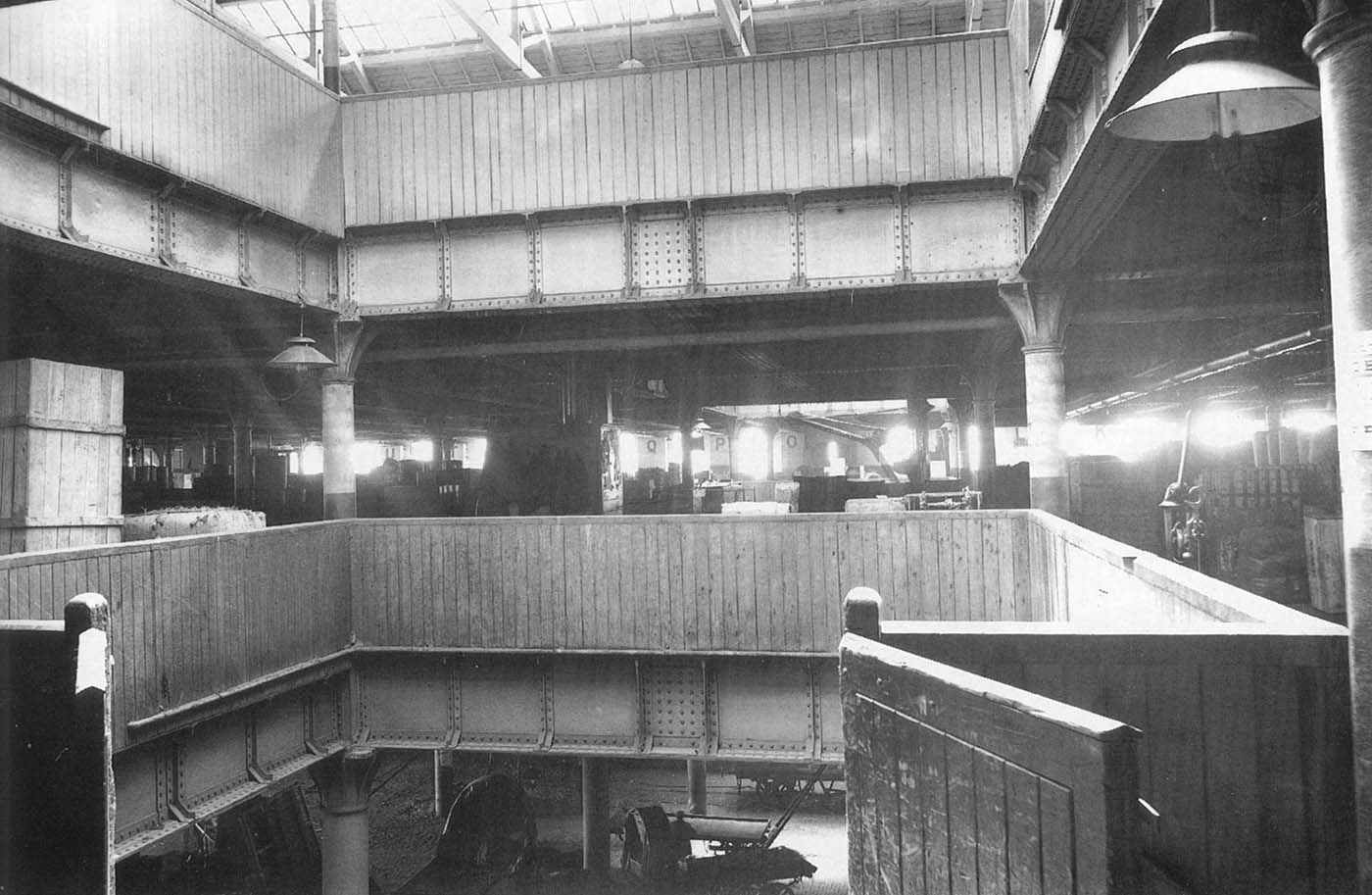 View of one of the internal wells used to both raise and lower goods within the confines of the shed