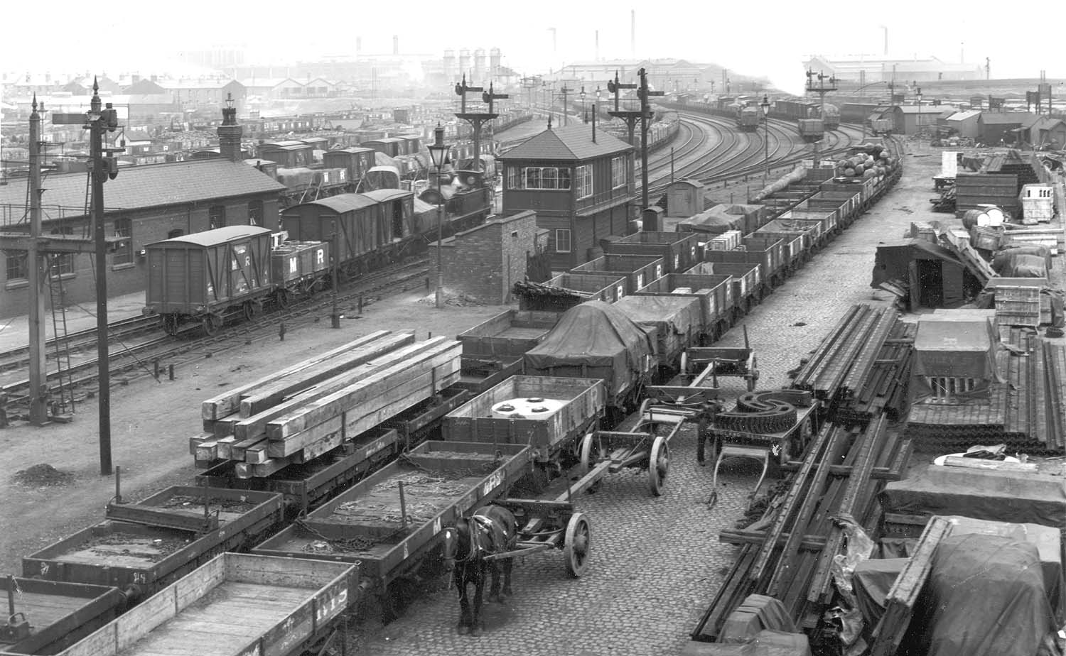 Looking towards Saltley showing the extensive sidings provided in front of Lawley Street Goods & Grain Warehouse