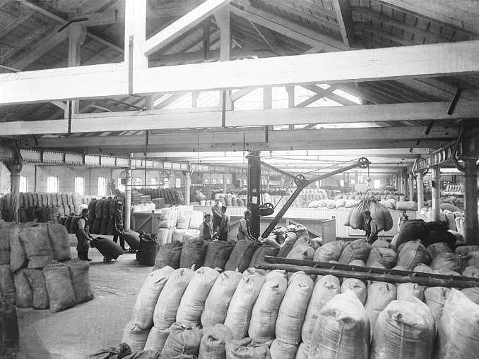 Internal view of Lawley Street Goods & Grain Warehouse showing the method of raising and storing of the grain on the top floor of the building