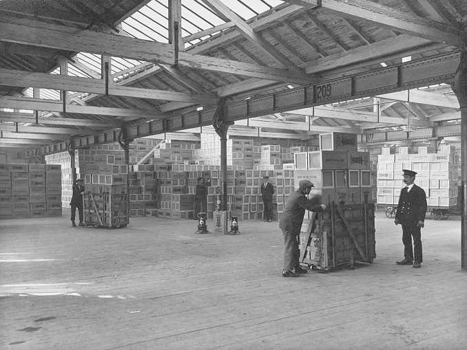 Internal view of the Valor Company's dedicated warehouse located at Lawley Street Goods depot showing the heaters being stored