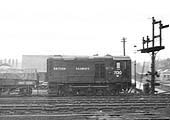 Ex-LMS 0-6-0 Diesel Shunter M7130 is seen at the end of a shunting neck opposite Saltley shed in early 1948