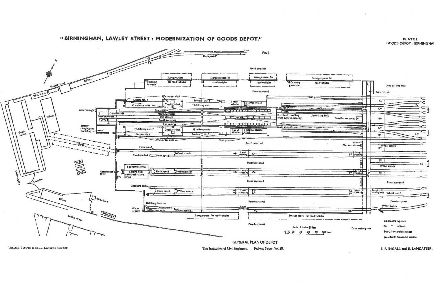General plan of the layout of Lawley Street Depot's new shed opened in 1945 and showing the various new features employed to increase productivity